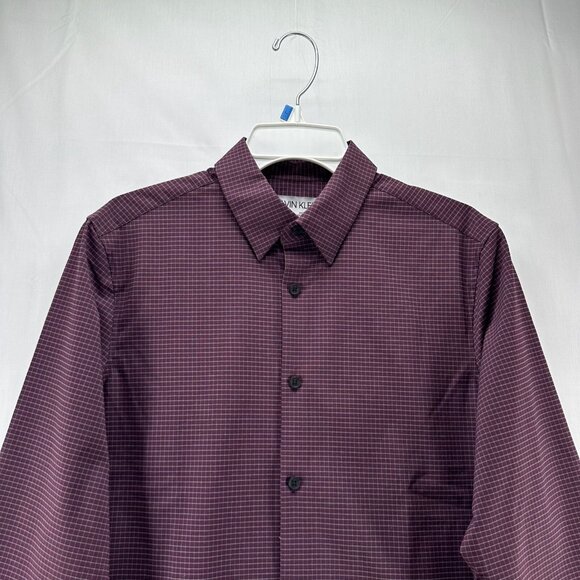 Calvin Klein Shirt Mens Size S Move 365 Graph Check Long Sleeve Burgundy - Picture 3 of 11